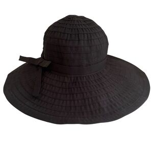San Diego Hat Company Black Large Brim Ribbon Hat with Bow